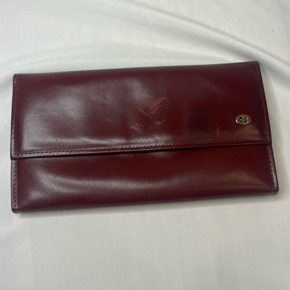 Rolfs Cowhide Vintage Leather Wallet Trifold W/Purse Clasp Gold Accent - Picture 2 of 13